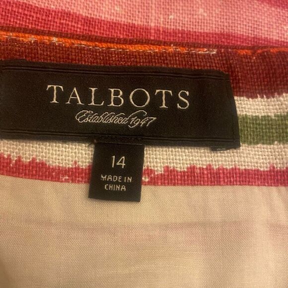 Talbots Multicolor Stripe Linen Pencil‎ Skirt Size 14 - Picture 10 of 13